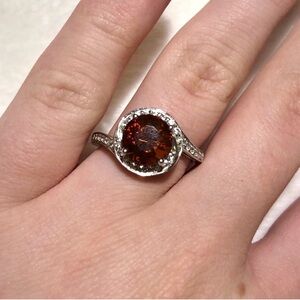 MADEIRA CITRINE & WHITE ZIRCON SILVER RING